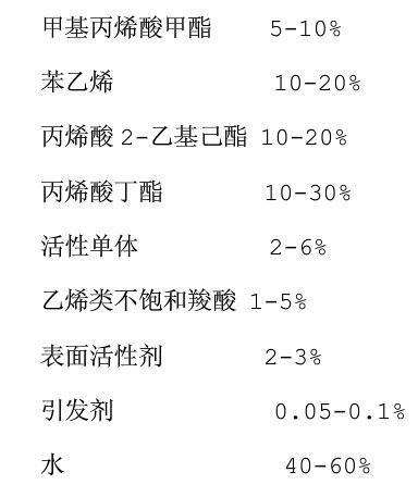 丙烯酸防水涂料 配方详细成分比例